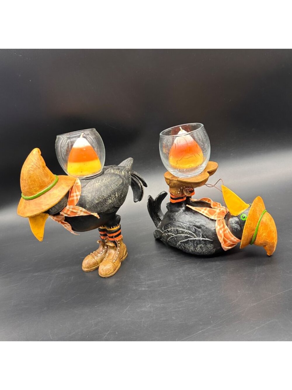 Black Crow Candle Holders Candy Corn Candles Fall Halloween Decor Department 56